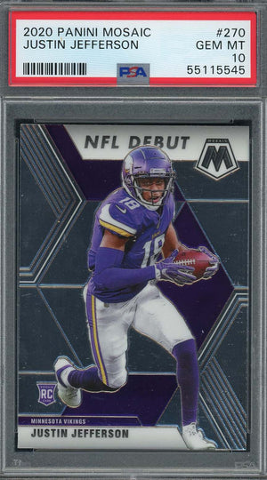 Justin Jefferson 2020 Panini Mosaic Football Rookie Card RC #270 Graded PSA 10-Powers Sports Memorabilia