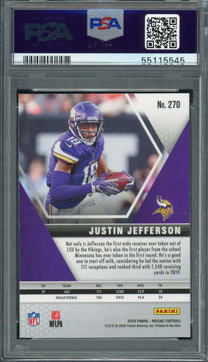 Justin Jefferson 2020 Panini Mosaic Football Rookie Card RC #270 Graded PSA 10-Powers Sports Memorabilia