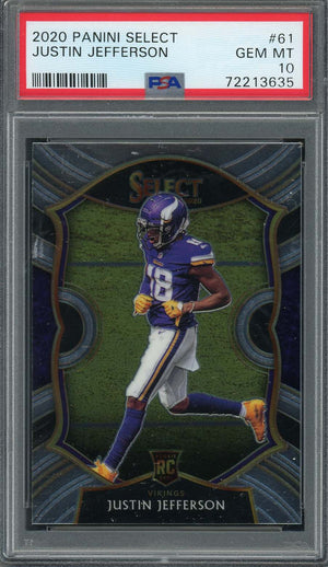 Justin Jefferson 2020 Panini Select Football Rookie Card RC #61 Graded PSA 10-Powers Sports Memorabilia