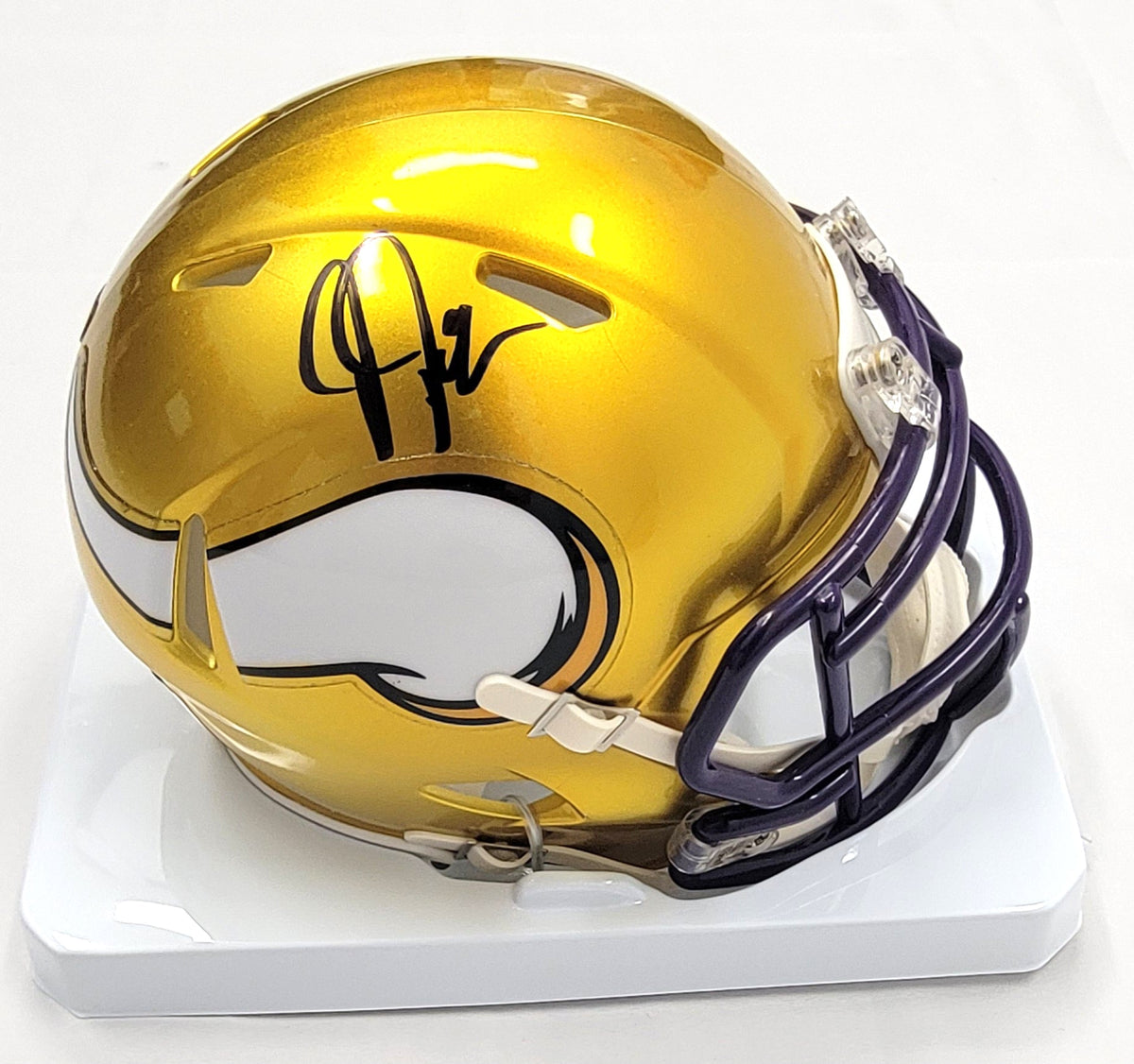Justin Jefferson Signed Minnesota Vikings Flash Mini Helmet - Beckett-Powers Sports Memorabilia