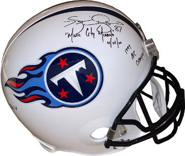 Kevin Dyson Autographed Tennessee Titans White TB FS Rep Helmet- JSA Witnessed- Music City Miracle 1/8/00, 1999 AFC Champs & SBXXXIV-Powers Sports Memorabilia