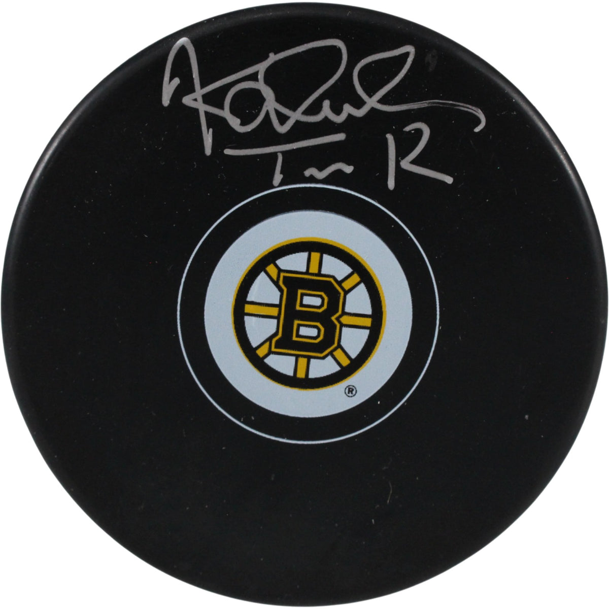 Tomas Kaberle Boston Bruins Logo Signed Puck-Powers Sports Memorabilia
