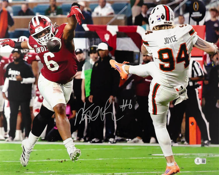 Mikail Kamara Autographed Indiana Hoosiers Championship Game Blocked Punt 16x20 Photo - (Beckett)-Powers Sports Memorabilia