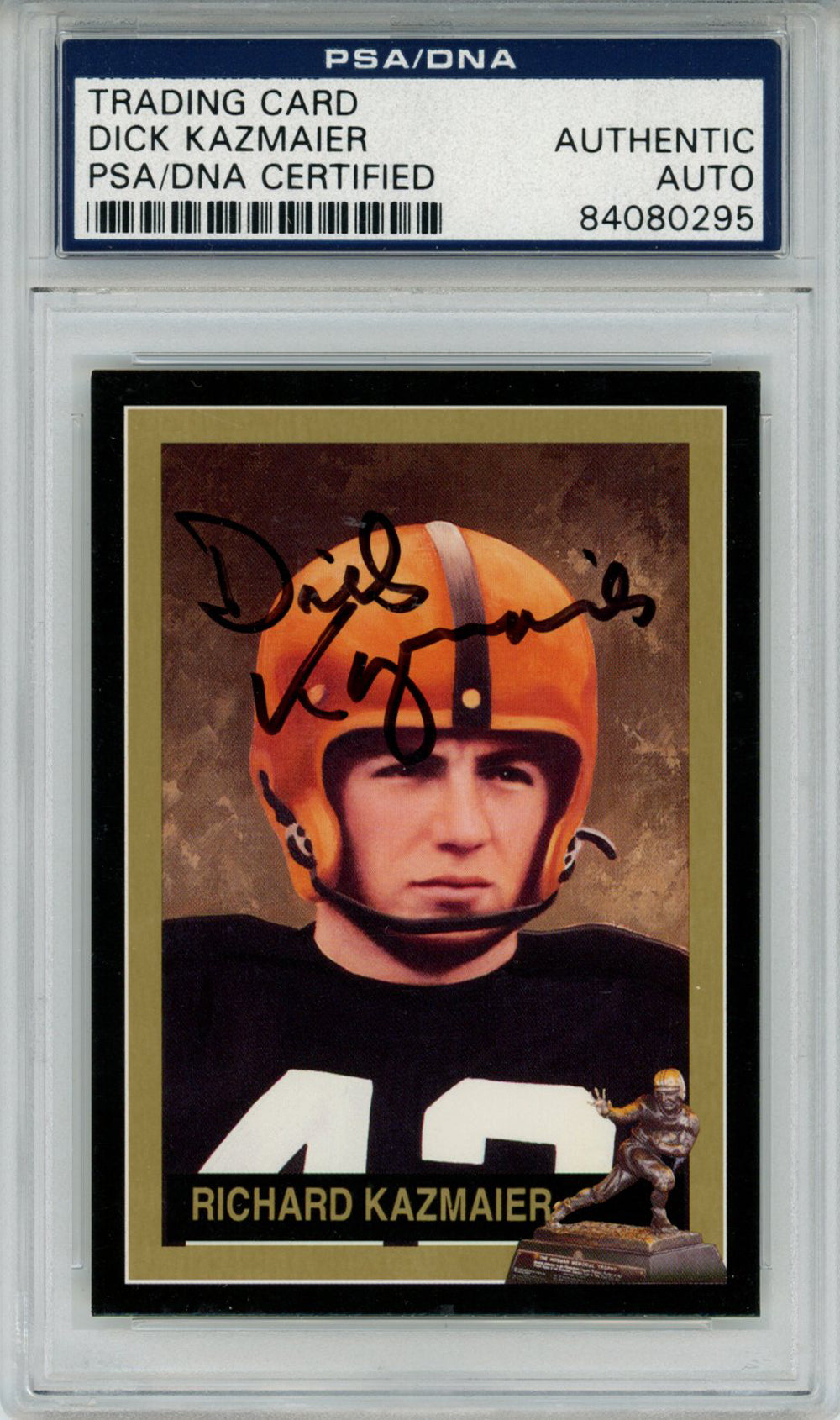 Dick Kazmaier Princeton Tigers Signed Card - 1992 Downtown Athletic Club #17 PSA Slab PSA-Powers Sports Memorabilia