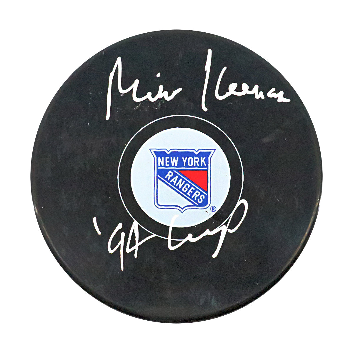 Mike Keenan New York Rangers Signed Inscribed '94 Cup' Replica Rangers Puck