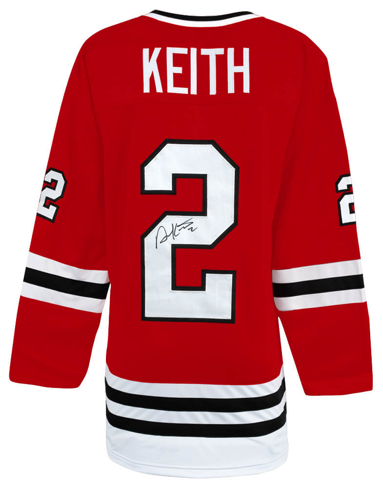 Duncan Keith Autographed Red Custom Long Sleeve Hockey Jersey-Powers Sports Memorabilia