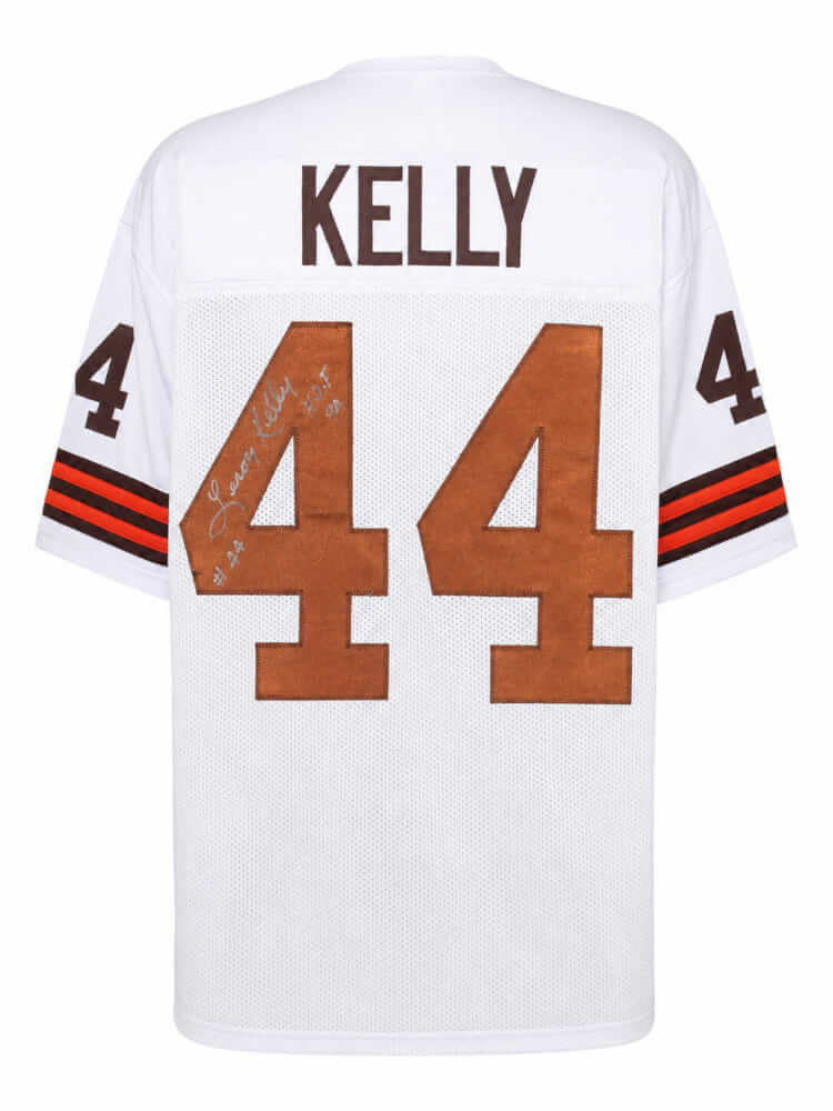 Leroy Kelly Autographed White Throwback Custom Football Jersey with HOF'94-Powers Sports Memorabilia