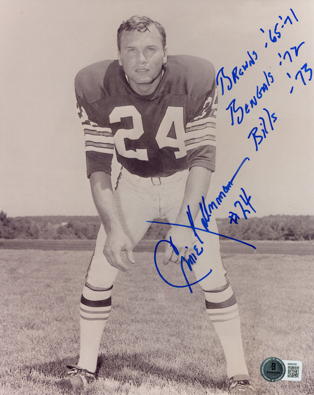 Ernie Kellerman Cleveland Browns Signed 8x10 Photo - 3 Insc Beckett-Powers Sports Memorabilia