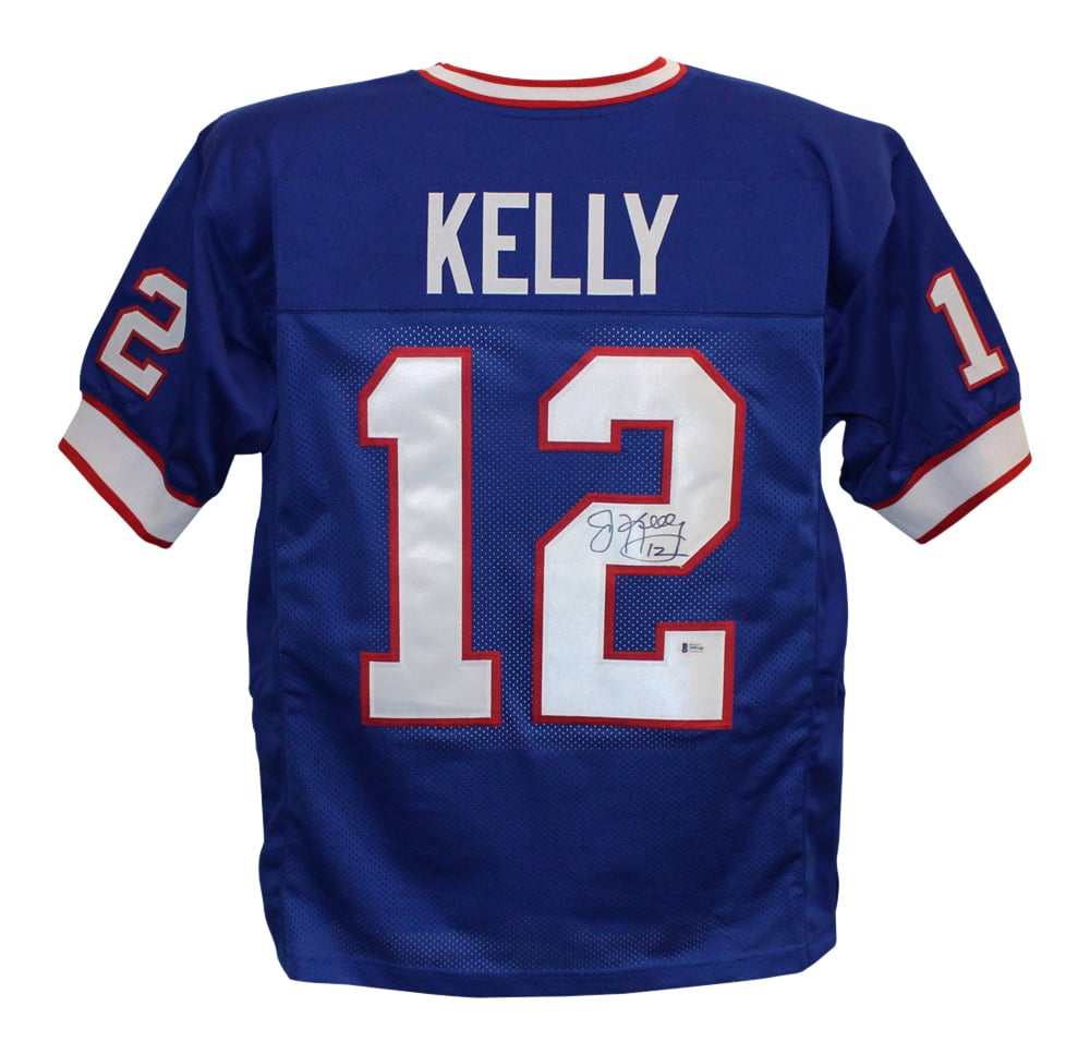 Jim Kelly Signed Pro Style Blue XL Jersey – Beckett Authenticated-Powers Sports Memorabilia