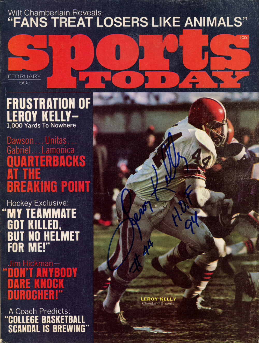 Leroy Kelly Cleveland Browns Signed Magazine - 1970 Sports Today Magazine Beckett Beckett-Powers Sports Memorabilia
