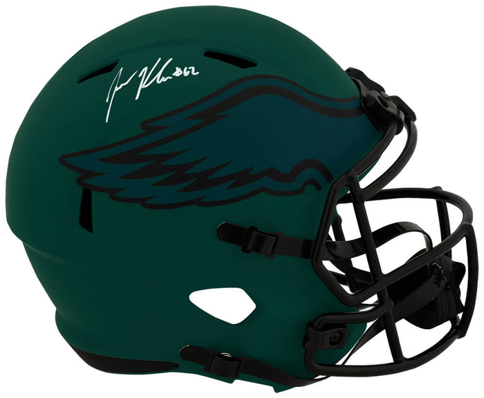 Jason Kelce Autographed Philadelphia Eagles RAVE Riddell Full Size Speed Replica Helmet-Powers Sports Memorabilia