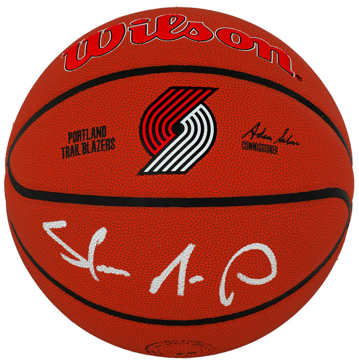 Shawn Kemp Autographed Portland Trailblazers Logo Wilson NBA Basketball-Powers Sports Memorabilia