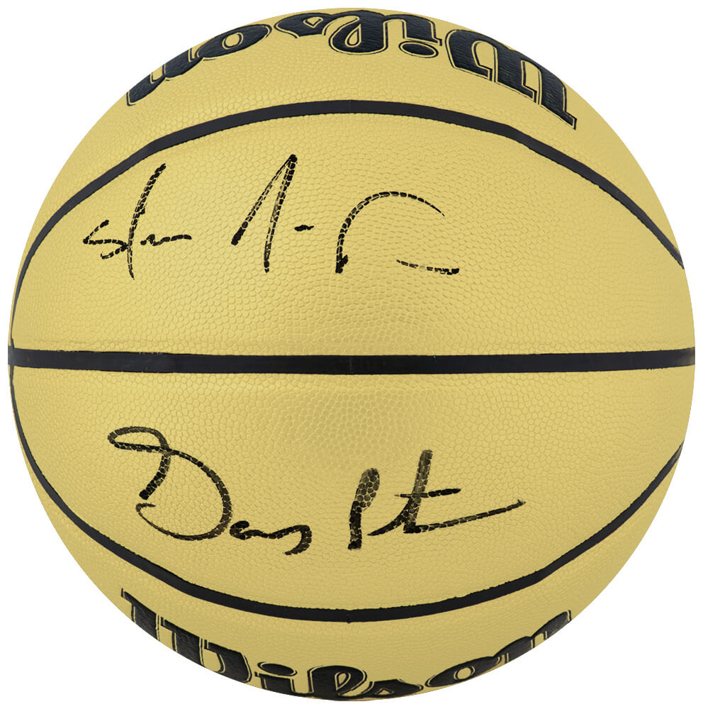 Gary Payton & Shawn Kemp Autographed Wilson GOLD NBA Basketball-Powers Sports Memorabilia