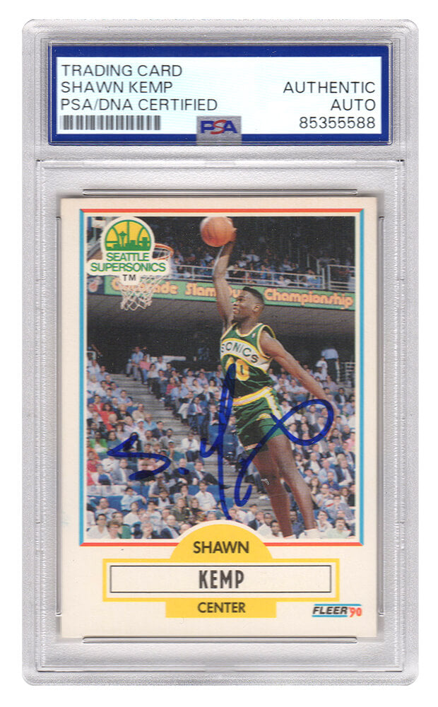 Shawn Kemp Autographed Supersonics 1990 Fleer Rookie Basketball Card #178 - (PSA Encapsulated)-Powers Sports Memorabilia