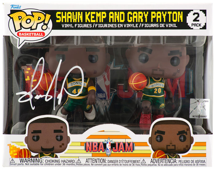 Shawn Kemp Autographed Seattle Supersonics NBA Jams with Gary Payton 2-Pack Funko Pop Doll-Powers Sports Memorabilia