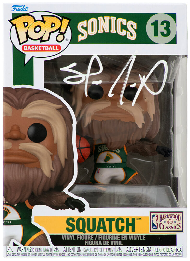 Shawn Kemp Autographed Seattle Supersonics Squatch NBA Mascot Funko Pop Doll #13-Powers Sports Memorabilia