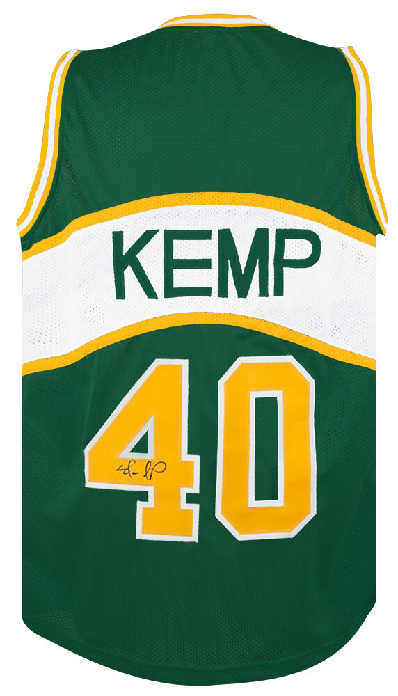 Shawn Kemp Autographed Green T/B Custom Basketball Jersey-Powers Sports Memorabilia