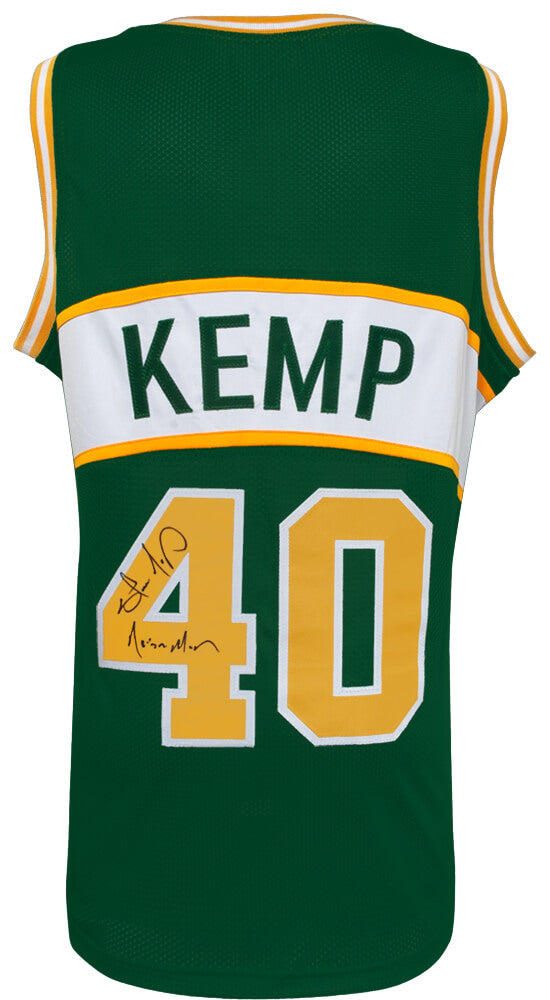 Shawn Kemp Autographed Green Custom Basketball Jersey with Reign Man-Powers Sports Memorabilia