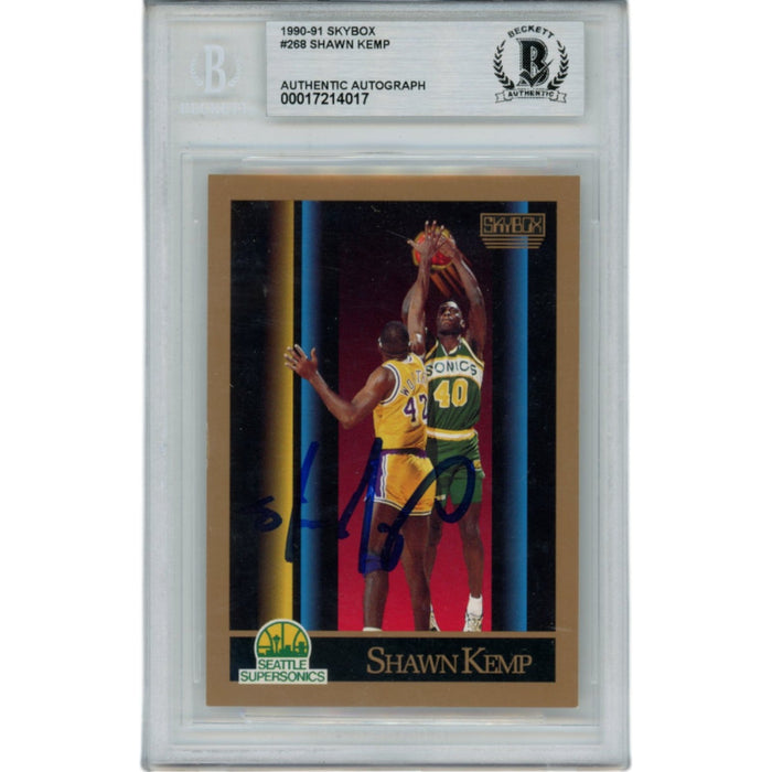 Shawn Kemp Signed 1990 Skybox #268 Slabbed Trading Card – Beckett Authenticated-Powers Sports Memorabilia