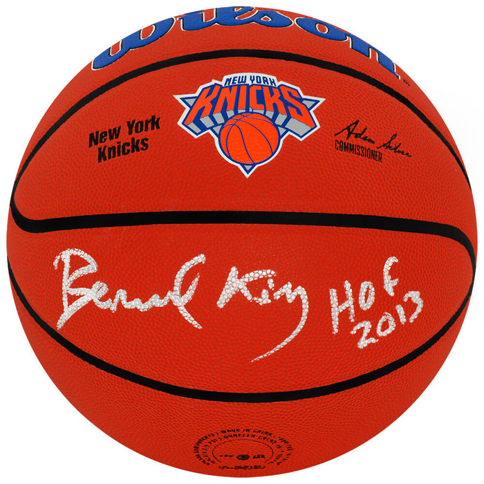 Bernard King Autographed Wilson NY Knicks Logo NBA Basketball with HOF 2013-Powers Sports Memorabilia