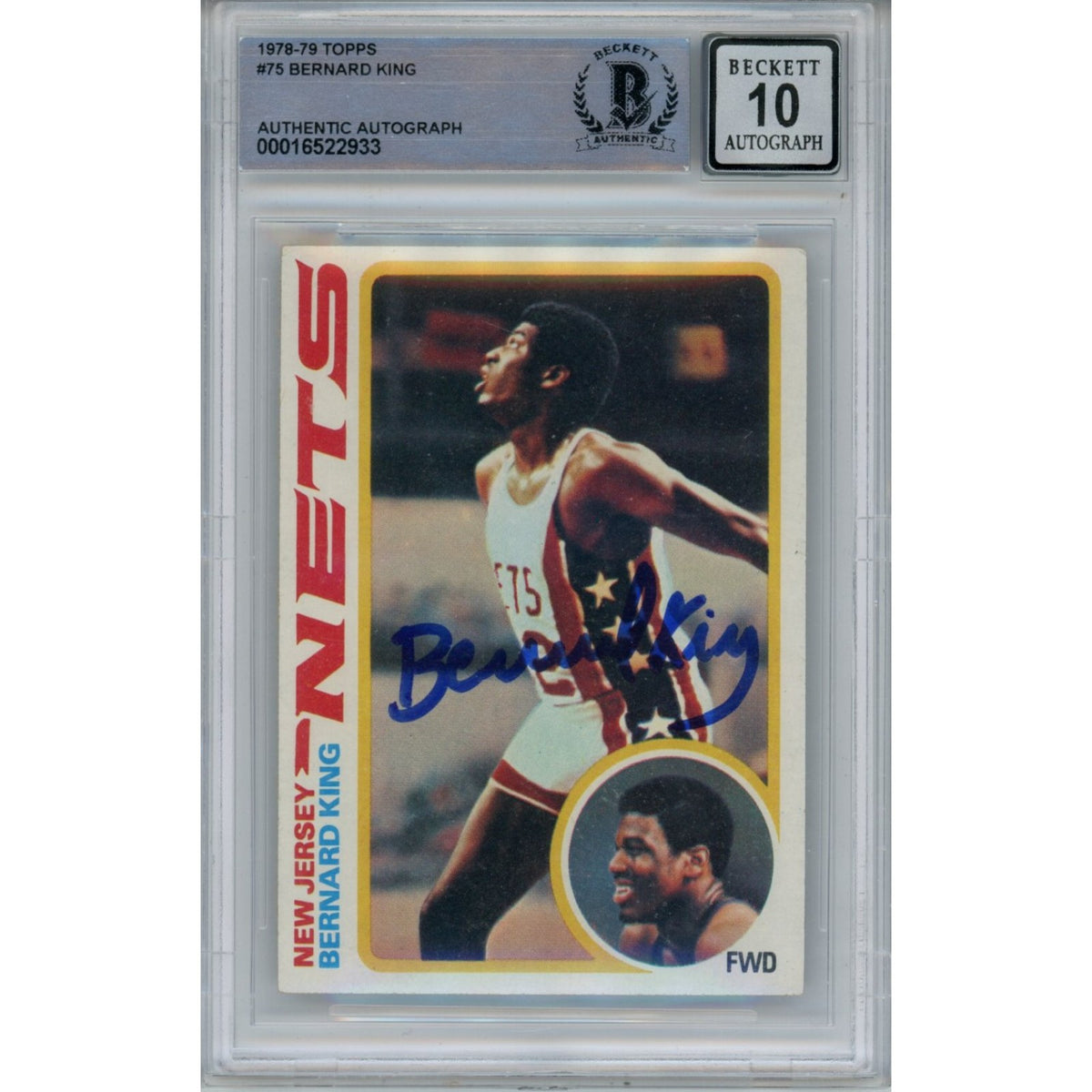 Bernard King New Jersey Nets Signed Card - 1978-1979 Topps 75 10 Grade Beckett Beckett-Powers Sports Memorabilia