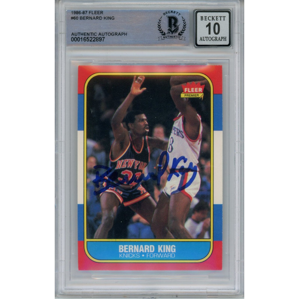 Bernard King 1986 Fleer 60 Signed Card 10 Grade-Powers Sports Memorabilia