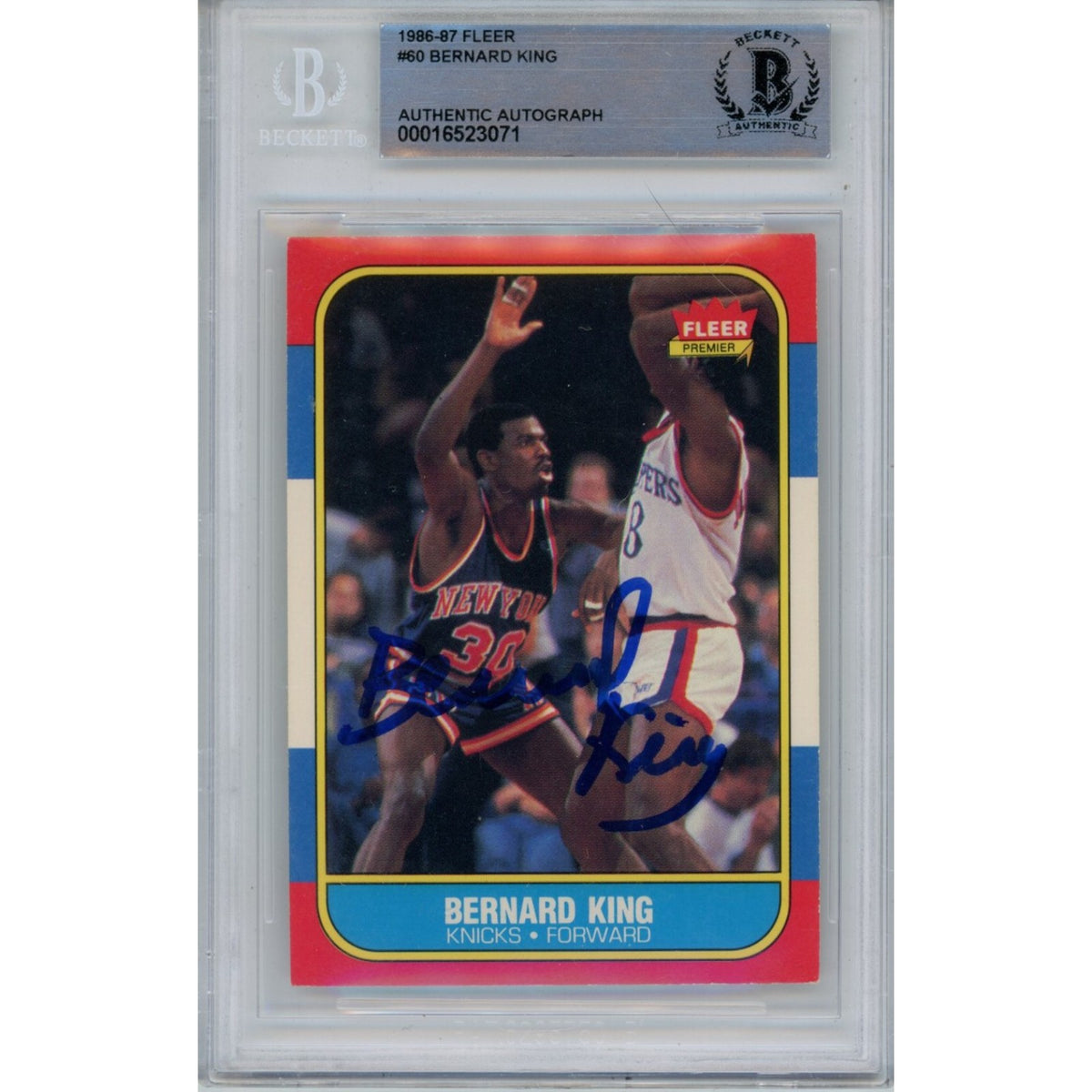 Bernard King New York Knicks Signed Card - 1986 Fleer 60 Beckett Beckett-Powers Sports Memorabilia