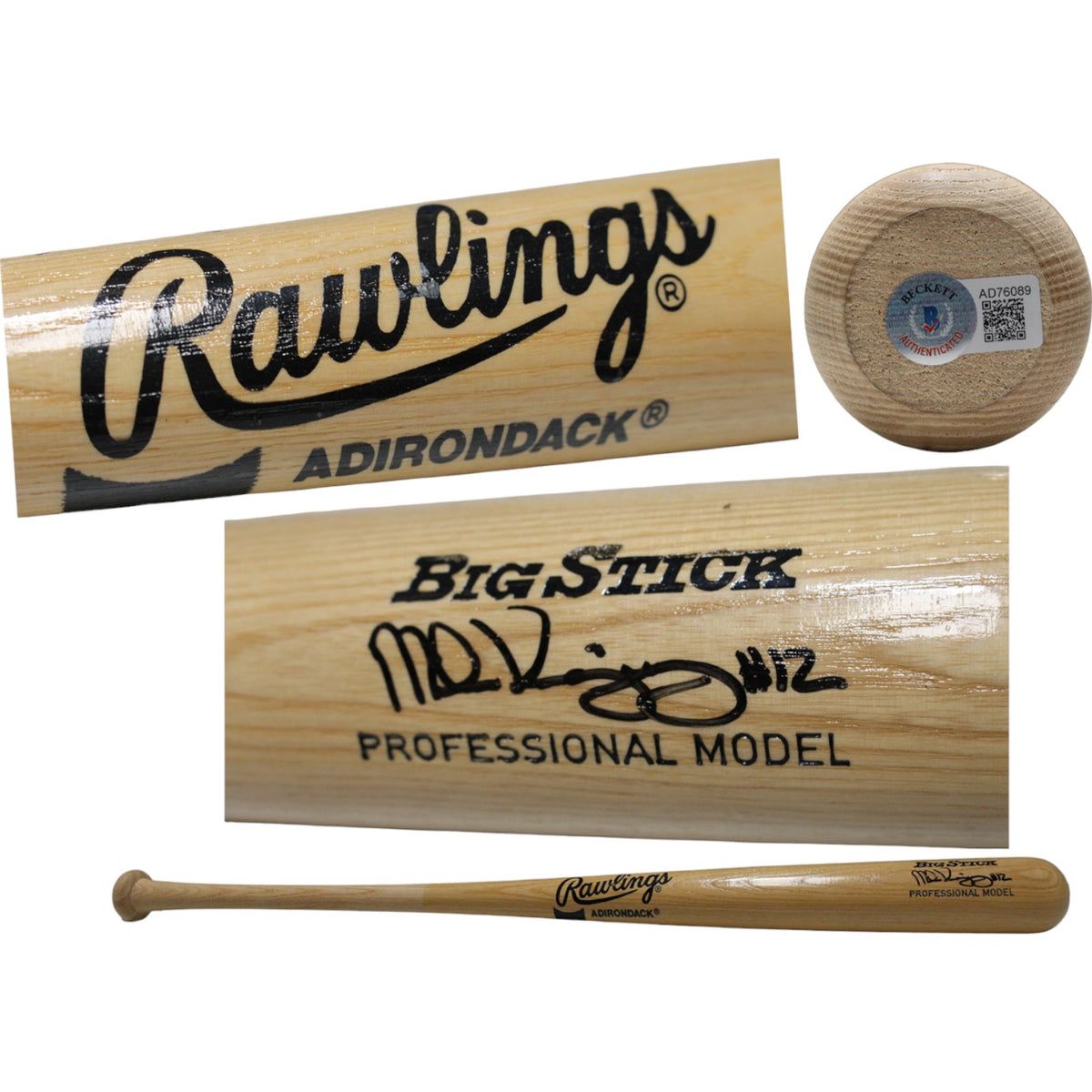 Mike Kingery Colorado Rockies Signed Baseball - Rawlings Blonde Big Stick Bat Beckett Beckett-Powers Sports Memorabilia