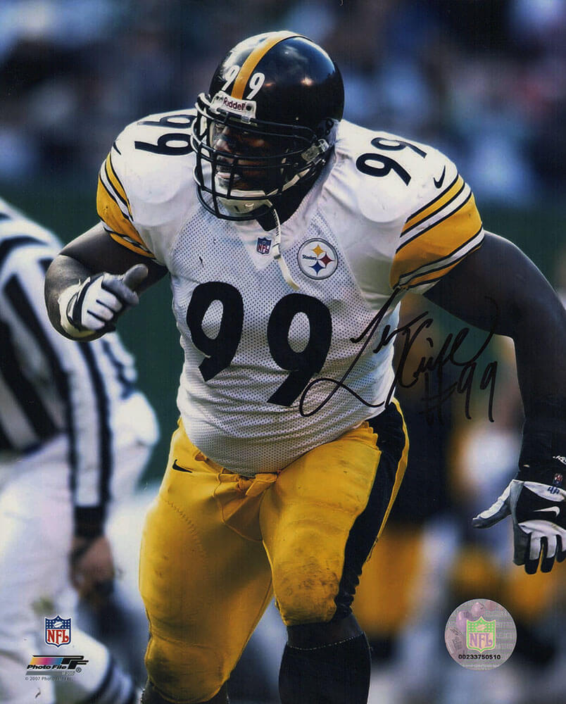 Levon Kirkland Autographed Pittsburgh Steelers White Jersey Action 8x10 Photo-Powers Sports Memorabilia