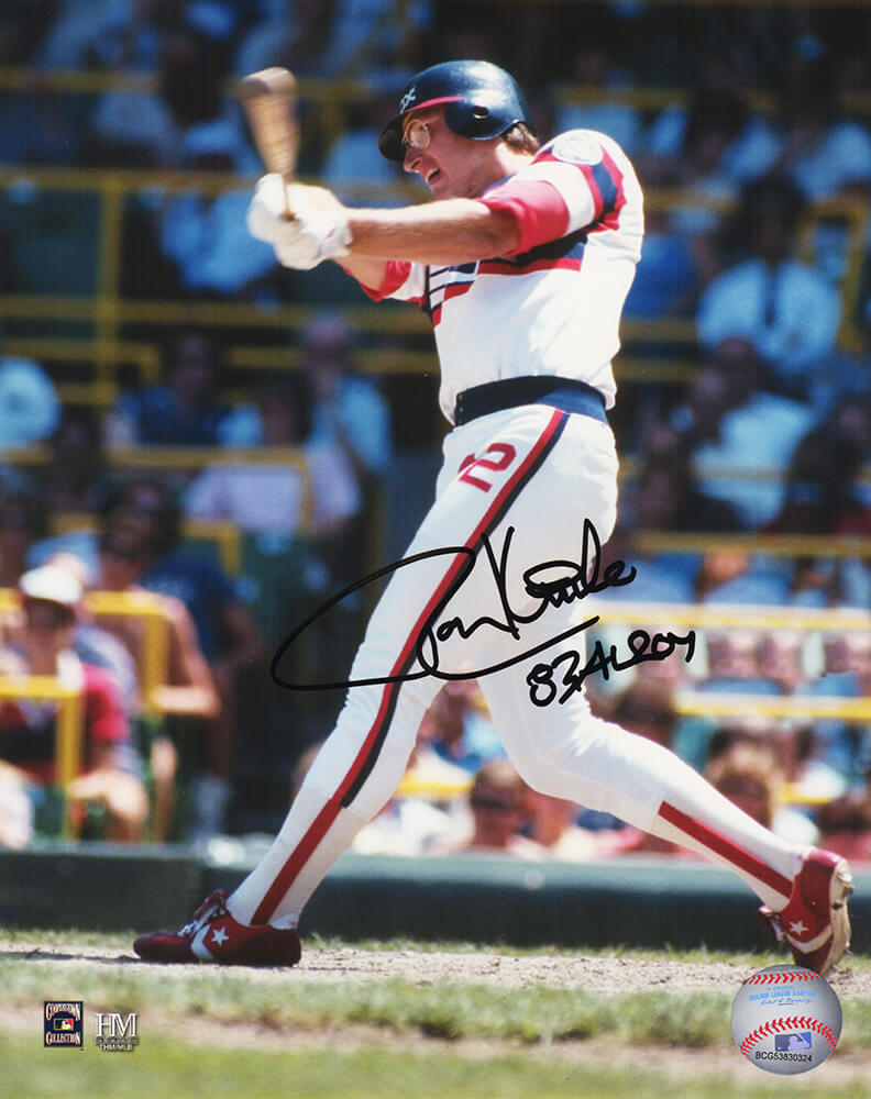 Ron Kittle Autographed Chicago White Sox Batting Action 8x10 Photo with 83 AL ROY-Powers Sports Memorabilia