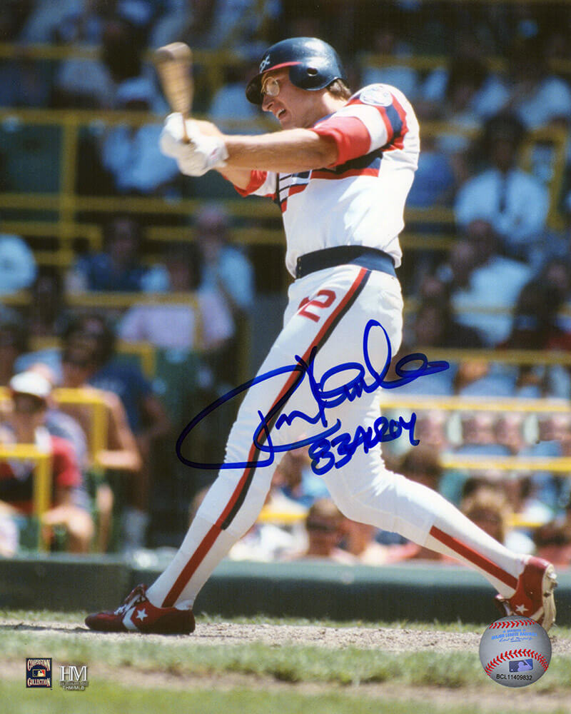 Ron Kittle Autographed Chicago White Sox Swinging Action 8x10 Photo with 83 AL ROY-Powers Sports Memorabilia