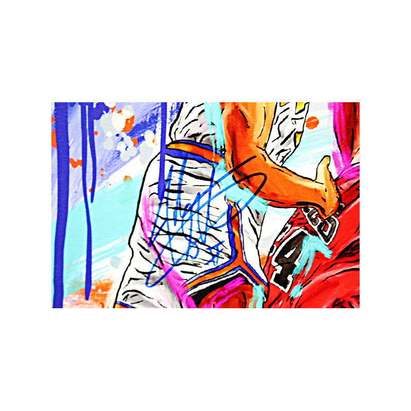 Patrick Ewing & John Starks New York Knicks Dual Signed Signed Howard The Artist 1/1 Printed Canvas-Powers Sports Memorabilia