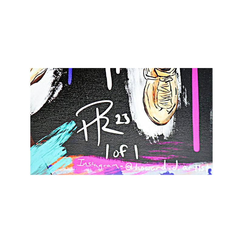 Patrick Ewing & John Starks New York Knicks Dual Signed Signed Howard The Artist 1/1 Printed Canvas-Powers Sports Memorabilia