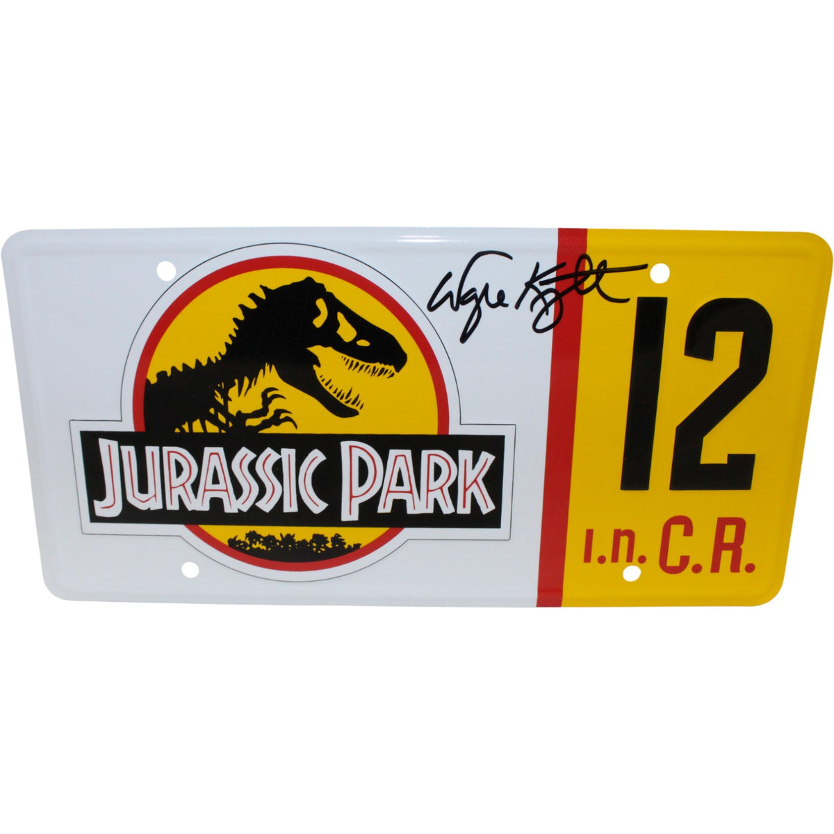 Wayne Knight Jurassic Park Signed Mini Helmet - License Plate Beckett Beckett-Powers Sports Memorabilia