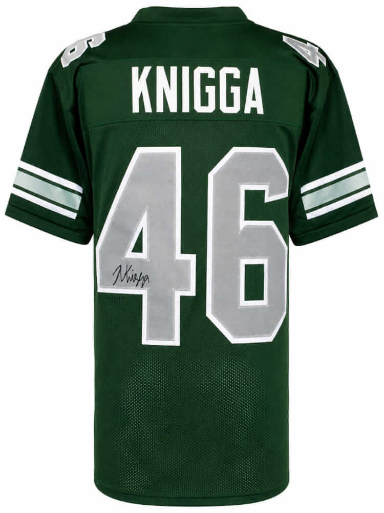 Noah Knigga Autographed Green Custom College Football Jersey-Powers Sports Memorabilia