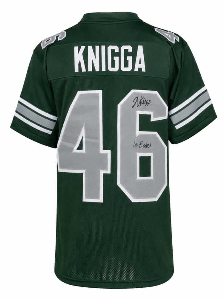 Noah Knigga Autographed Green Custom College Football Jersey with Go Eagles-Powers Sports Memorabilia