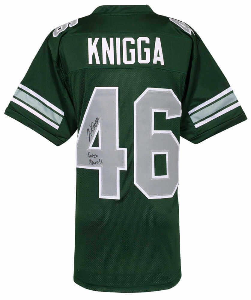 Noah Knigga Autographed Green Custom College Football Jersey with Knigga Please-Powers Sports Memorabilia