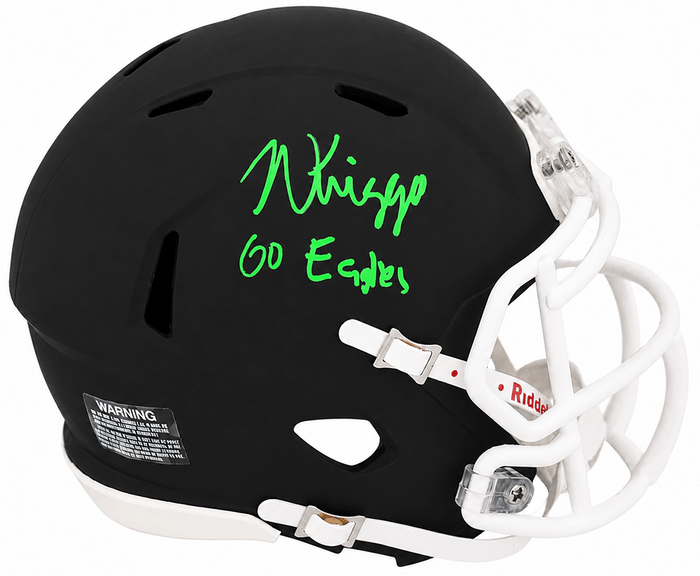 Noah Knigga Autographed Black Riddell Black Speed Mini Helmet with Go Eagles-Powers Sports Memorabilia