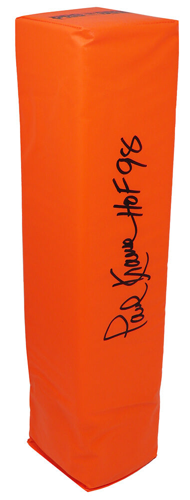 Paul Krause Autographed Orange Football Endzone Pylon w/ HOF 98-Powers Sports Memorabilia