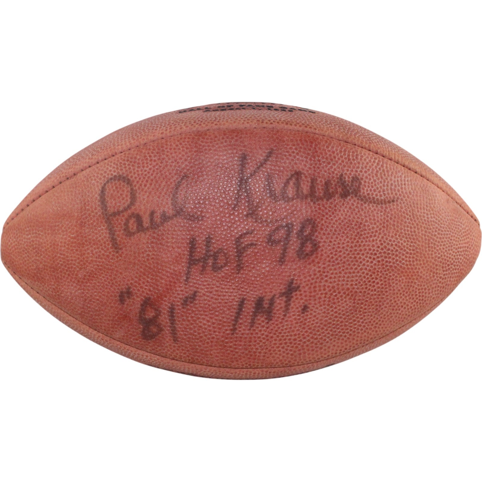 Paul Krause Minnesota Vikings Signed Football - 98 HOF Game Football Deflate Beckett Beckett
