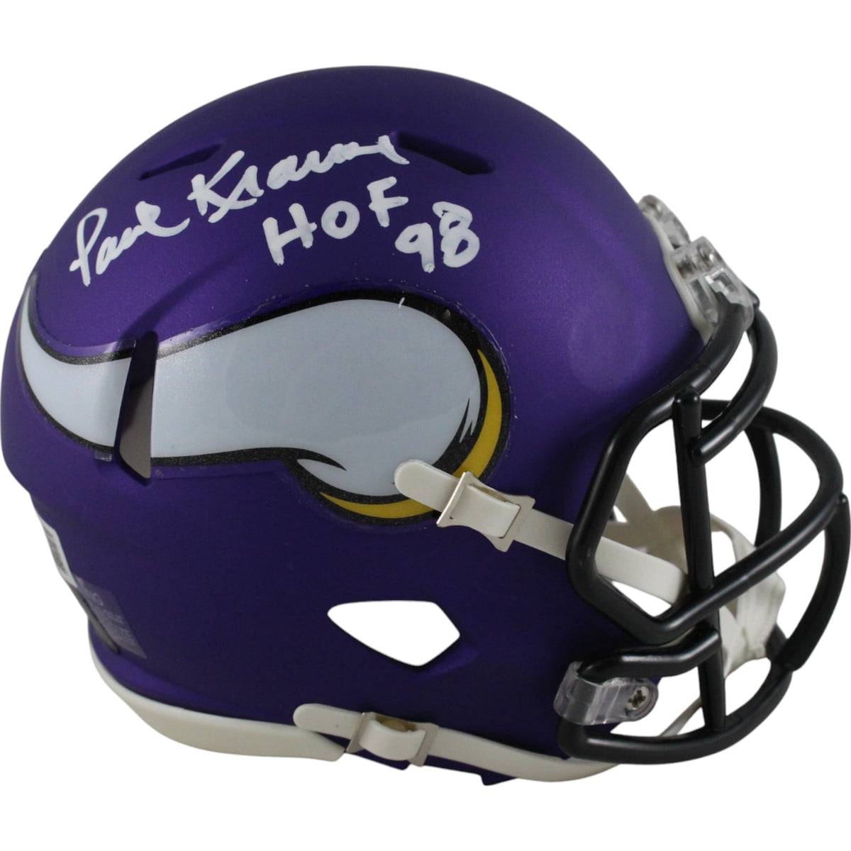 Paul Krause Signed Minnesota Vikings Mini Helmet HOF – Beckett Witness Authenticated-Powers Sports Memorabilia