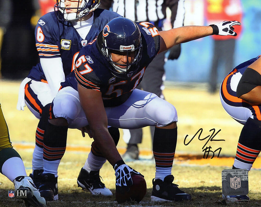 Olin Kreutz Autographed Chicago Bears Snapping Football Action 8x10 Photo-Powers Sports Memorabilia