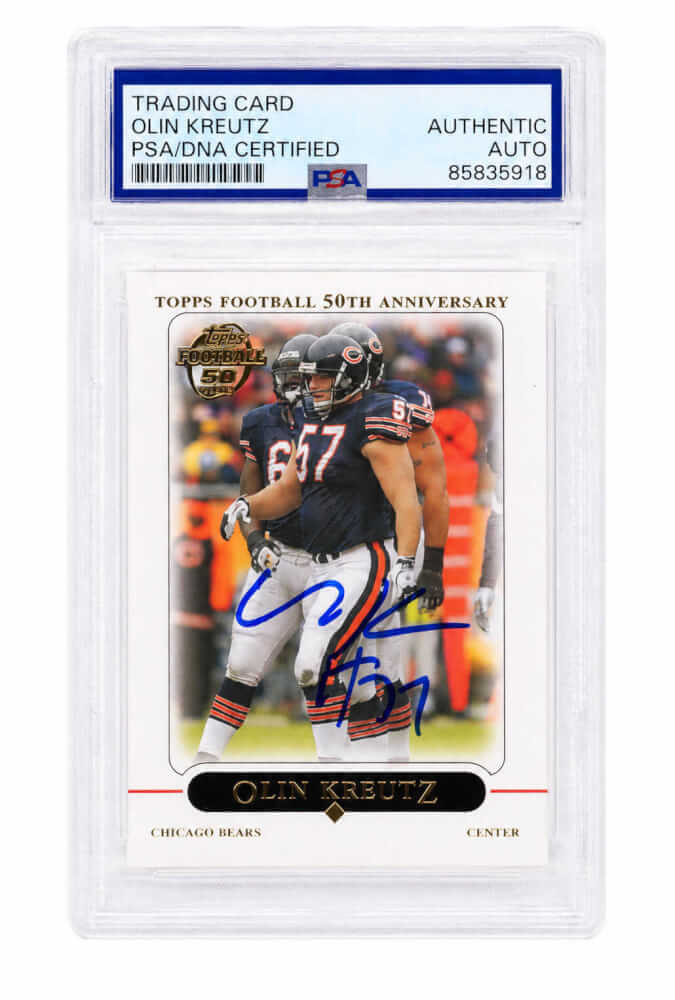 Olin Kreutz Autographed Chicago Bears 2005 Topps Football Trading Card #126 - (PSA Encapsulated)-Powers Sports Memorabilia
