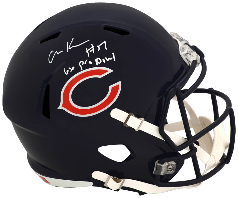 Olin Kreutz Autographed Chicago Bears Riddell Full Size Speed Replica Helmet with 6x Pro Bowl-Powers Sports Memorabilia