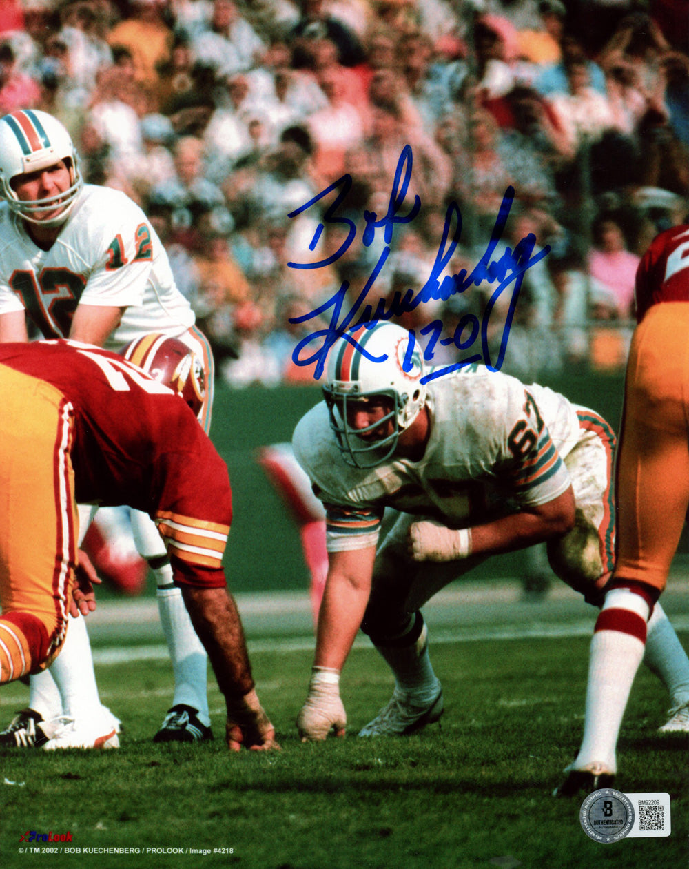 Bob Kuechenberg Miami Dolphins Signed 8x10 Photo - 17-0 Beckett Beckett - 47801-Powers Sports Memorabilia