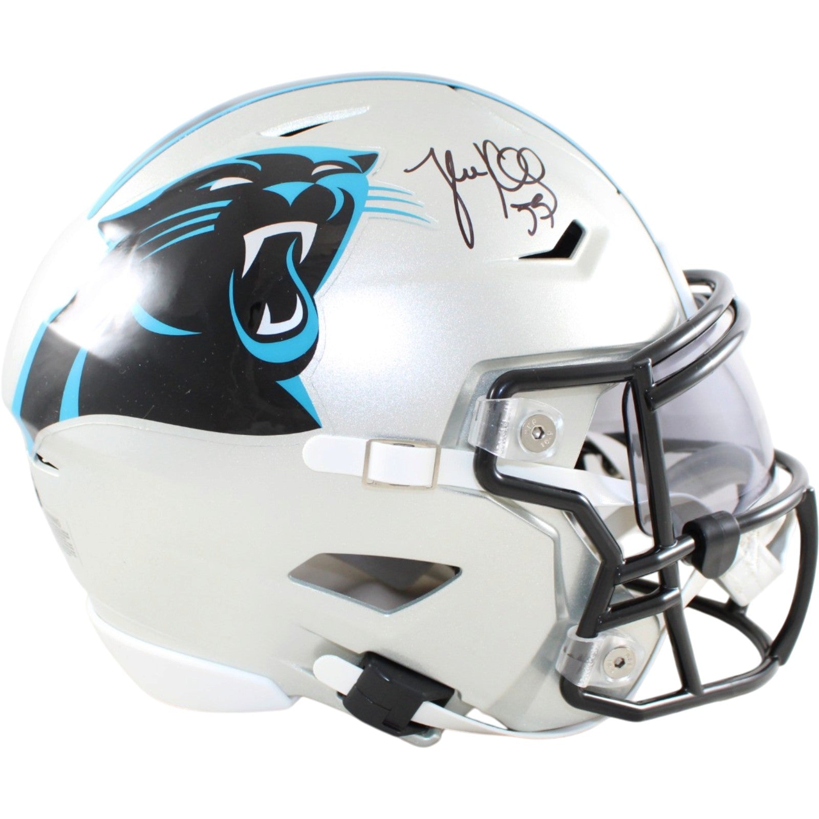 Luke Kuechly Carolina Panthers Mid-Size Midi Signed Helmet Beckett Witness 58677 Beckett-Powers Sports Memorabilia