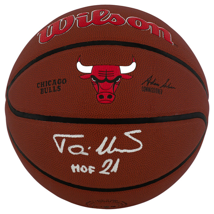 Toni Kukoc Autographed Chicago Bulls Logo Wilson Alliance NBA Basketball with HOF'21-Powers Sports Memorabilia