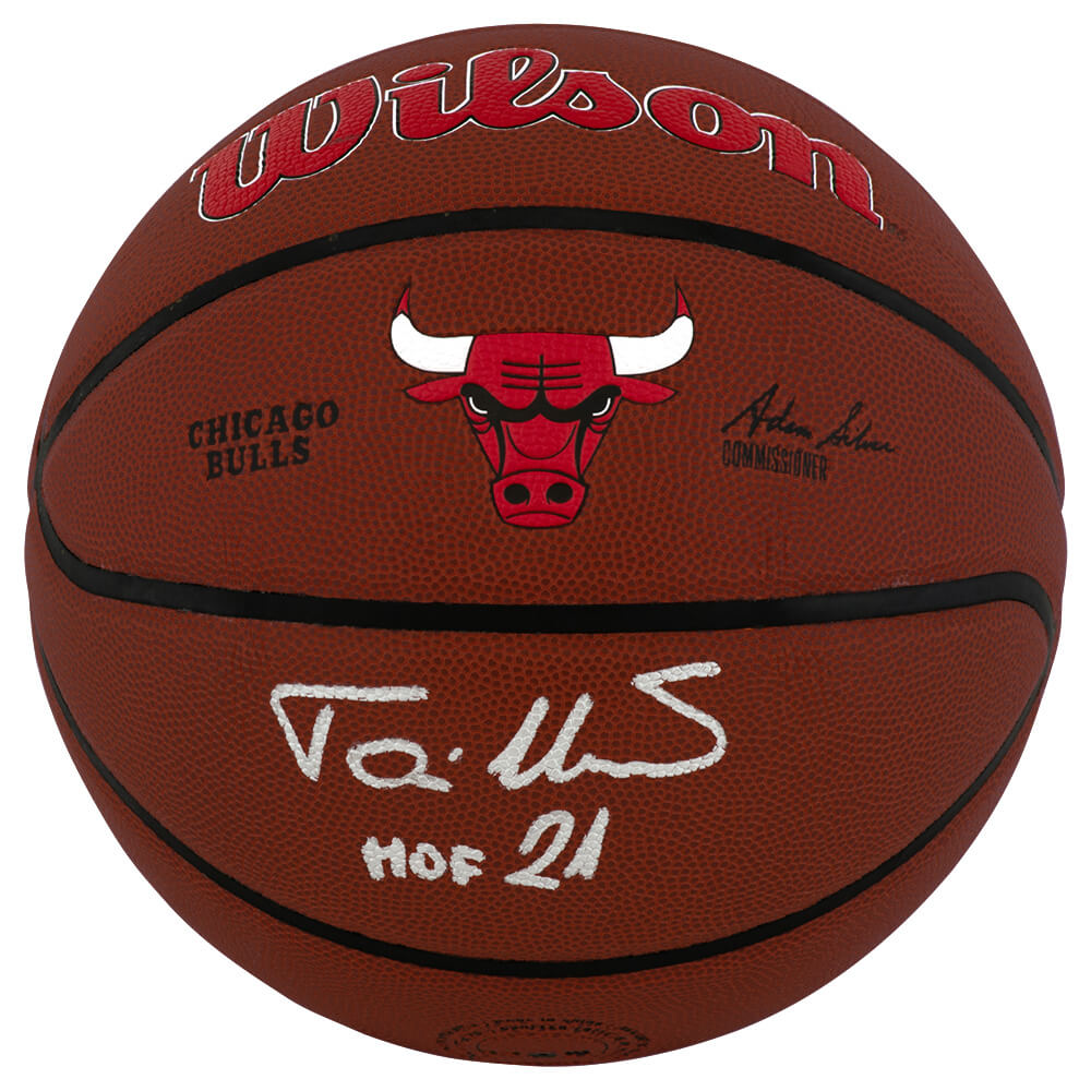 Toni Kukoc Autographed Chicago Bulls Logo Wilson Alliance NBA Basketball with HOF'21-Powers Sports Memorabilia
