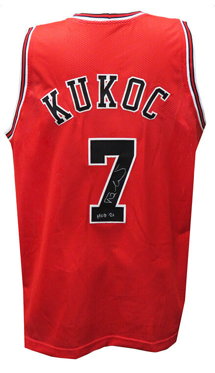 Toni Kukoc Autographed Red Custom Basketball Jersey with HOF'21-Powers Sports Memorabilia