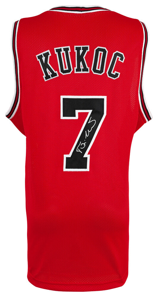 Toni Kukoc Autographed Red Custom Basketball Jersey-Powers Sports Memorabilia